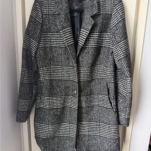 Black and White Checkered Pea Coat